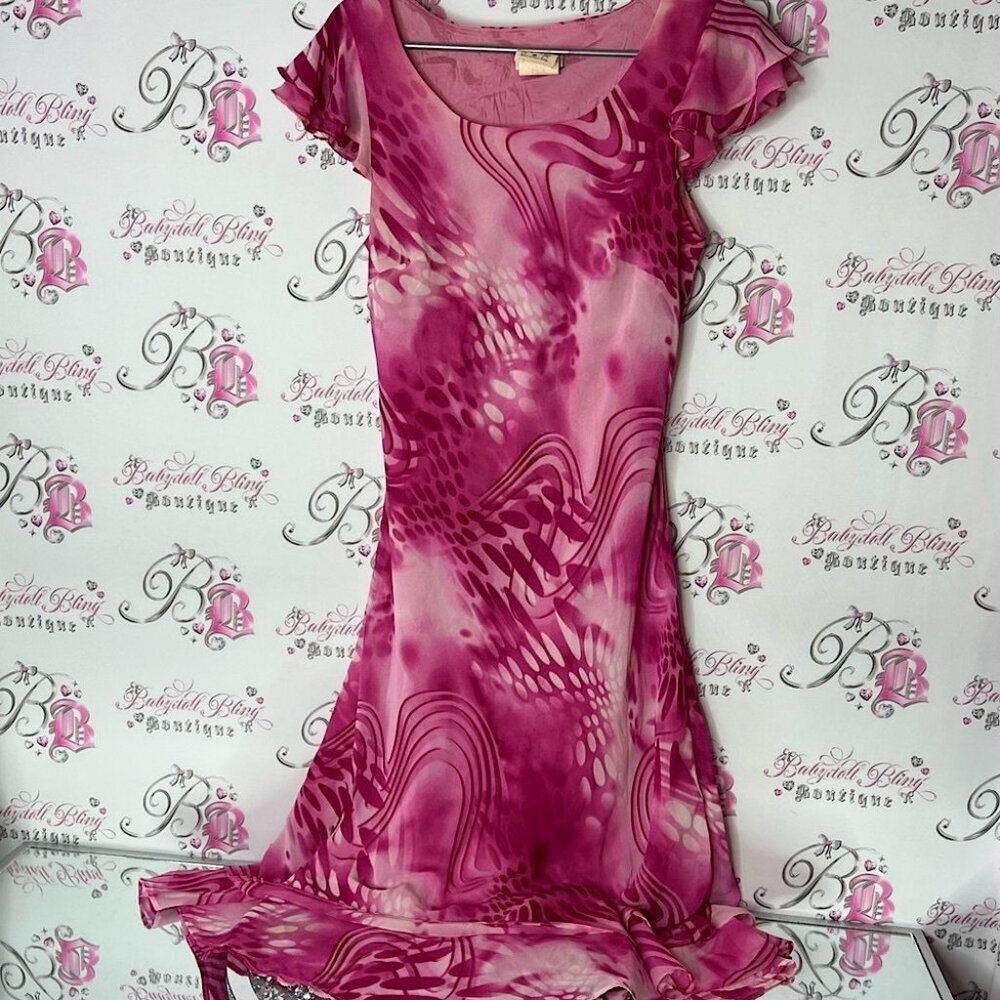 Bellessa dress swirl tie dye white Pink Patterned Dress psychedelic flowy